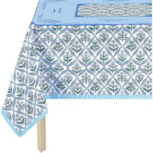 Mahjong Tablecloth 55" x 55" Polyester Blue Block Print Floral Flower Square Instructional Design with Rules for Family Game Night Party Favor Supplies