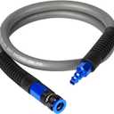 Hybrid Lead-in Air Hose 3/8 In. x 3 ft, Lightweight, Flexible, Durable Air Compressor Hose with Aluminum Universal Quick Coupler and Industrial Plug, Gray