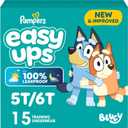 Easy Ups Girls & Boys Potty Training Pants, Size 5T-6T, 15 Count, Bluey Absorbent Training Underwear, Up to 100% Leakproof Day and Night, Hypoallergenic (Packaging May Vary)
