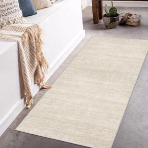 Art&Tuft Runner Rug 2x5 Non-Slip - Low-Pile Washable Runner Rug for Hallway, Soft Distressed Carpet Runner for Bedroom Bathroom Kitchen Laundry Living Room, Beige