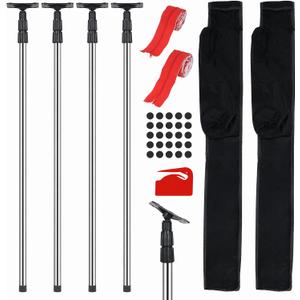 4 Pack Dust Barrier Poles Kit with Carry Bag, 10Ft Adjustable Zipper Wall Poles, Dust Containment Pole, Steel Telescoping Support Pole for Temporary Dust Barrier System, Home Renovation/Construction