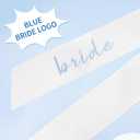 Bride to Be Embroidered Hair Bow, White and Blue Hair Bow, Bachelorette Party Decorations, Elegant Bridal Accessory, Bridesmaid Gift, Wedding Headband, Engagement Gift