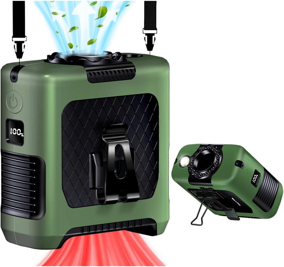 AINFTIME 2025 Portable Waist Clip Body Fan 10000mAh Personal Wearable 6-40H Powerful Outdoor (10000mAH / Green)