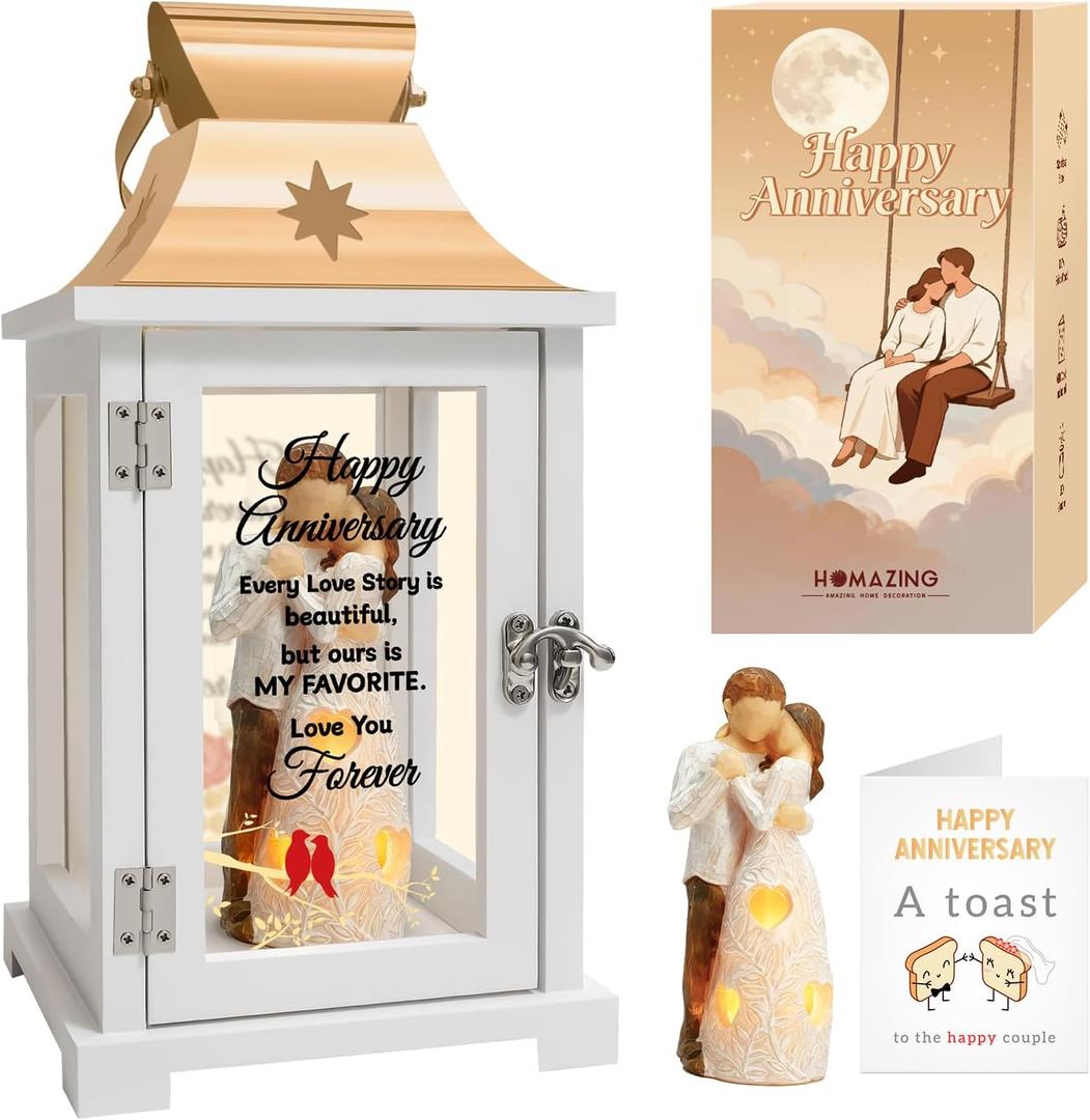 Homazing Wedding Anniversary Lantern Gift for Couple Wife Women Her Husband, Best Anniversary Wedding Gift for Couple Wife Parents 1st, 5th, 25th, 50th