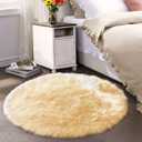 Latepis Yellow Round Rug for Living Room Faux Sheepskin Round Rugs 6ft Circle Fur Rugs for Bedroom Fuzzy Plush Rug Cute Home Dcor