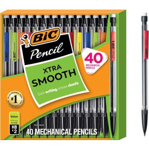 BIC Xtra Smooth Mechanical Pencil with 0.7 mm Medium Point, Refillable and Retractable, 40-Count Pack