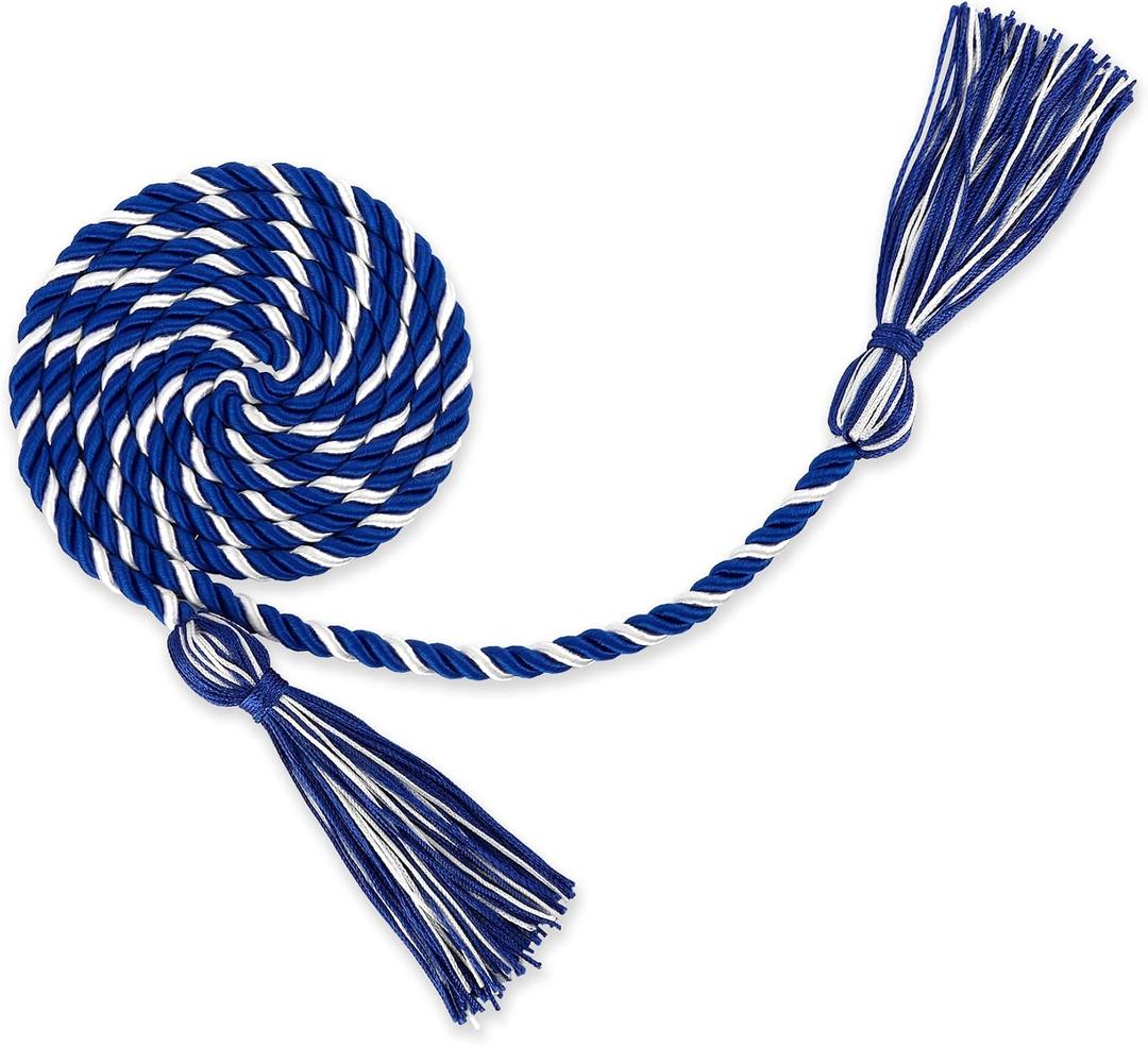Graduation Cords for Graduation 2026 Royal Blue and White Grad Cords Honor Cord Graduations Ropes 67 Inch Long Braided Cord for 2026 Graduations Ceremony Decorations Bachelor Gown Accessories