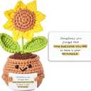 2 x Positive Handmade Sunflower Crochet Doll - with Card How Awesome You are - Emotional Support Gifts for Teacher,Coworker,Best Friend,Mom,Dad,Sister - Birthday, for Women,Men