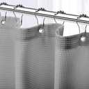 NEATERIZE Stall Shower Curtain Grey - Hotel Style Grey Shower Curtains for Bathroom with Waffle Design, 36x72 Inches - Fabric Shower Curtain - Cortinas de Bao Elegantes