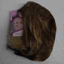 RENERSHOW Short Brown Bob Wigs for Women Brown Mixed Blonde Synthetic Wig with Bangs 10inch Average Size Natural Looking Daily Party Wig (Brown, Pack of 2)