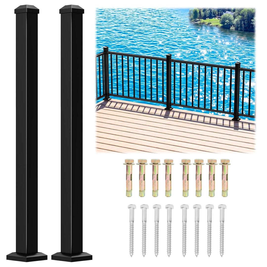 Egadis 2 Pack 2.56 in x 2.56 in x 39 in Aluminum Railing Post with Screws