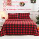 Softan Christmas Fleece Sheets Full Size, Flannel Like Soft, Velvet Polar Microfleece Sheets for Winter, Red Buffalo Plaid