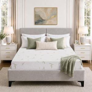 IULULU Twin Mattress, 8 Inch Green Tea Gel Memory Foam Mattress with Breathable Cover, Twin Mattress in A Box, Firm Support, CertiPUR-US Certified