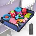 Kids Tray Table Cover, Airplane Tray Cover with Pockets, Airplane Travel Essentials for Kids, Portable Airplane Must Haves for Toddler on Plane or Train and Flying Supplies (Navy Blue)