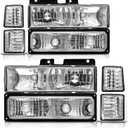 for 1994-1998 Chevy Silverado Headlights Assembly Compatible with 94-98 Tahoe/Suburban/C10/C/K Chrome Housing Clear Reflector Replacement Driver and Passenger SideW/O Bulb