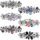 Geyoga 6 Pieces Vintage Hair Barrettes for Women Retro Flower French Pearl Crystal Rhinestones Clips Hair Pins for Women Styling Accessories (Delicate Style)