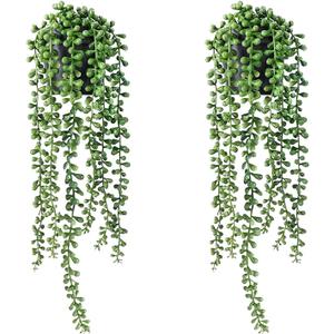 Fake Hanging Plants, 2pcs Artificial Hanging Plants in pots, Fake Plants Artificial Plants Indoors, Hanging Plants Artificial Decor, Fake Potted Plants, Hanging Plant for Indoor Outdoor Shelf Decor