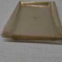 I00000 6 Pack Gold Glitter Plastic Serving Tray, 15" x 10" Crooked Food Trays, Clear Disposable Serving Platter for Parties, Weddings