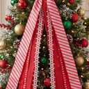 4 x YKW Large Christmas Wreath Sash 27.5", 7 Mixed Ribbon Red Velvet Holiday Bow with Metal Clip, Big Tree Topper for Front Door Indoor Outdoor Xmas Decoration
