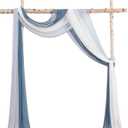 Floroom Wedding Arch Draping Fabric 3 Panels 20Ft Chiffon Fabric Drapes Arbor Drapery Wedding Ceremony Reception Swag Decorations (Dusty Blue +Powder Blue +White)