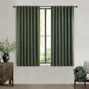 Living Room Green Black Out Curtains 63 Inch Long 2 Panels Set, Thermal Insulated Heat Blocking Curtain for 62-64 Inch Window Vintage Drapes for Bedroom Hooks&Rings&Back Tab (50W x 63L) (Loden)