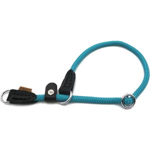 Braided Round Martingale Dog Collar, Training Collar with Slidable Stop Ring and Adjustable Stopper - Ideal for Small Dogs (S(1/4") - 14" Long, Light Blue)