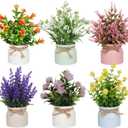 Yoratee 6pcs Artificial Pot Flowers Small Fake Plants Mini Potted Plants for Home Office Tabletop Decoration