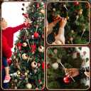 Janinka 12 Pieces 11.8 Inch Velvet Christmas Picks Green Brown and Linen Xmas Ball Picks Neutral Textured Tree Decoration Xmas Branches Hanging Decoration Wreath Home Office Party Ornament