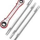 Chumia 4 Pcs Metal Seat Removal Set Including 3 Removal Tools and a 3/8 Inch and 7/16 Inch Ratchet Shower Cartridge Faucet, Remove and Install Hex or Square Faucet Seats Tool