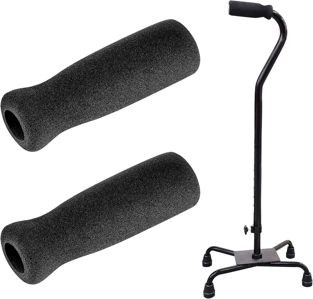 Timtin Foam Cane Handle Grip Replacement Offset Walking Hand Foam Handle for Bicycle Handlebars Walking Cane Accessories 4.53 x 0.98 x 0.98 Inch, Black