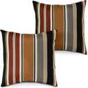 South Pine Porch Outdoor 17-inch Square Accent Pillow, Set of 2, Brick Stripe 2 Count
