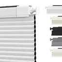 SUNOFF Cordless No Drill Blackout Cellular Shades, 29" W x 48" H, White