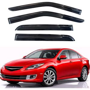 KPY Rain Guards Fit for 2009-2013 Mazda 6 Sedan, Out-Channel Window Visors Vent Wind Deflectors 4PC, Car Accessories for 09-13 Mazda 6 Sedan (Excludes Hatchback)