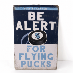 Be Alert Metal Sign, Blue