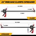 Bar Clamps for Woodworking, 24 Inch One-Handed Clamp/Spreader, Light-Duty Quick-Change F Clamp with 130lbs Load Limit, 2-Piece