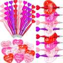 96 Pack Valentine's Day Pens Heart Shaped Ballpoint Pens Bulk and Exchange Card for Valentine Party Favor Rewards Office Coworkers Gift Exchange(Red)