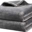 Onarway Dog Blanket Washable for Bed: 2 Packs Dog Blankets 40x47 - Fluffy Soft Large Throw for Cat Puppy Kitten Dogs - Fleece Pet Blankets for Crate Couch Car and Indoor - Grey