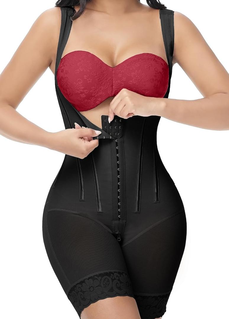 M MYODRESS Fajas Colombianas Moldeadoras Body Shaper Post Surgery Stage 2 BBL Compression Garment with Zipper Crotch (X-Small, Black)