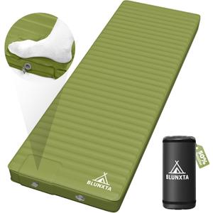 Self Inflating Sleeping Pad with Foot Pump, 2 Inch Thick Memory Foam Camping Pad, Quick Inflation Air Mattress for Camping, Hiking, Car Travel, and Outdoor Adventures, Green