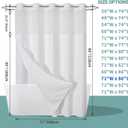 Eachope White Extra Long No Hook Waffle Weave Shower Curtain with snap-in Liner Replacement, 230GSM Waterproof Fabric Hotel Shower Curtain Set for Bathroom, Through Mesh Top Window,71Wx86H