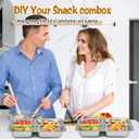 CIEOVO 3 Pieces Stainless Steel Snack Containers with Lids, Balanced Bites Divided Plates 4 Compartments Divided Food Storage Container Portion Control Metal Lunch Tray for School Home Travel