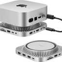 IVANKY 13-in-1 Mac mini M4 Dock, Ultra Docking Station Stand with M.2 NVMe SSD Enclosure, 4K@144Hz HDMI Hub for Mac mini M4 &M4 Pro (2024), 10 Gbps USB, SD/TF, Audio Ports *2, 20W PD Power Adapter *1 (Sliver)