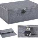 Briwooody Discreet Lockable Toy Bag Storage Organizer Toy Bag Storage Bins Case with Zipper Lid for Women and Men Clothes Container(Gray,15 x 10 x 6.3 Inch)