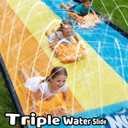 Slip and Water Slip,Water Slide for Kids Backyard 22ft*3 Lane Color-Block,Surrounding Sprinkler Summer Toys for Kids Outdoor with 3 Bodyboards, 22ft-Triple Lane