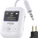 YMOO Bluetooth 5.4 Transmitter Receiver for Airplane, Wireless Bluetooth Adapter Travel Essentials, Supports to 2 Headphones, 25H Playtime, 2-in-1 Adapter with LED Display for TVs Gym Home,White