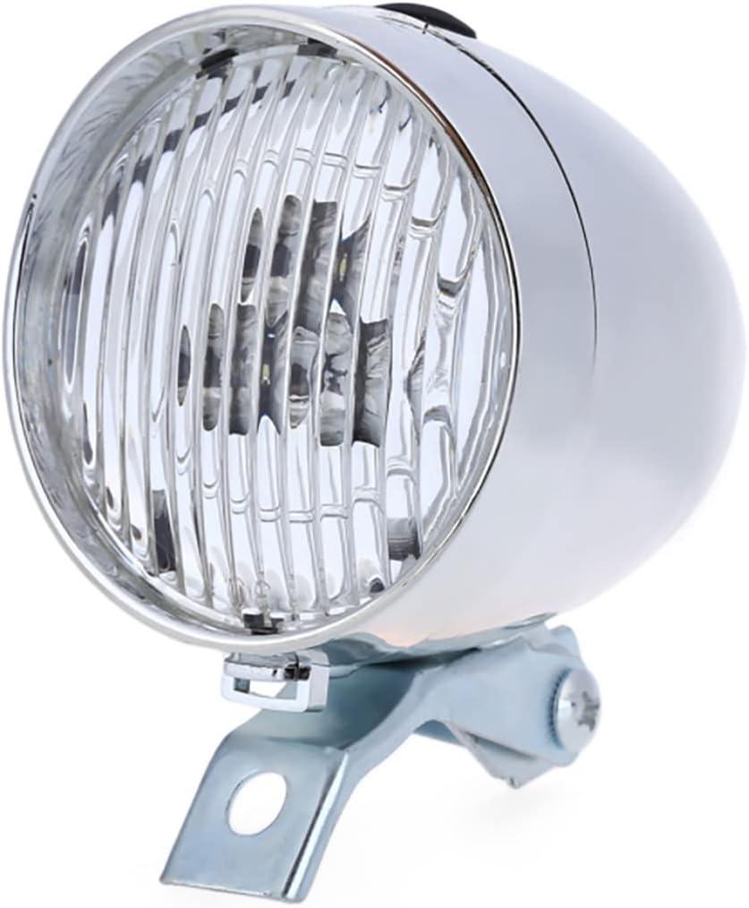 BlueSunshine Vintage Retro Bicycle Bike Front Light Lamp 3 LED Headlight with Bracket (Silver)