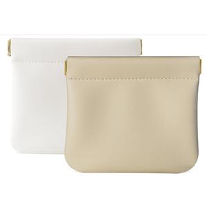 2 Pcs Small Makeup Bag for Purse, Mini Makeup Pouch for Women with Snap Closure Clamp, Portable Small Cosmetic Bag Travel Storage Pouch for Coin Lipstick (White + Khaki)