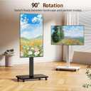 Rolling TV Stand for 10 to 46 Inch Flat Curved TV with Rotating, Portrait to Landscape, Height Adjustable Portable TV Stand with Wheels, Universal TV Cart for Bedroom, Living Room and Corner