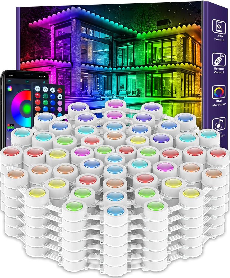 300FT Permanent Outdoor Lights,RGB Eaves Light with App Control Remote,DIY Scene Modes IP67 Waterproof Under Eave Lighting,Outdoor Lights for Decor,Garden Decor,House,Party,Holiday