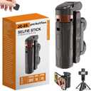 Pocketflex Mini Tripod, 360 Swivel, Extends 10-25 cm, Portable Mini Selfie Stick with Remote Cell Phone Holder (Black)